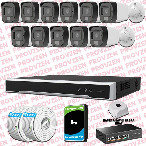 Provzen Hikvision 11 Kameralı IP Full HD Renkli Güvenlik Kamerası Mikrofonlu ürün görseli 1