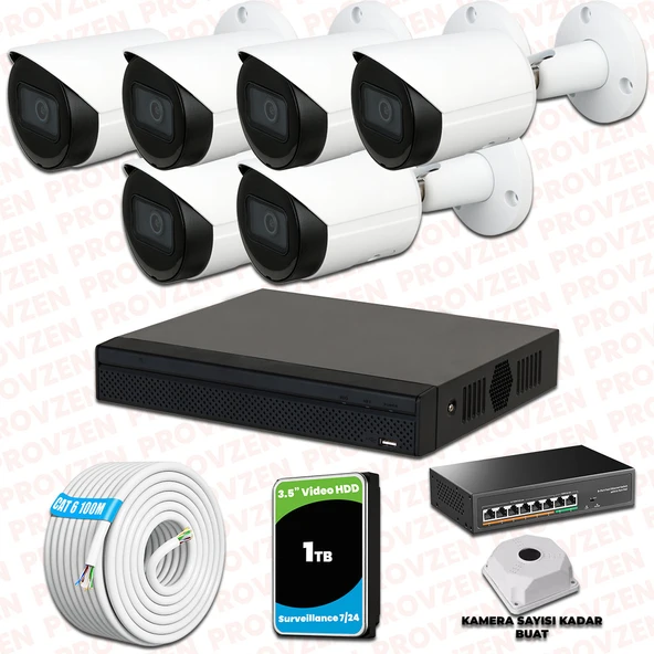 Provzen Dahua 6 Kameralı IP 1080P Gece Görüşlü Güvenlik Kamerası ürün görseli 1