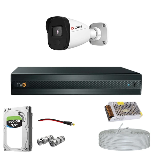 RİVO Dcam 1 Kameralı 40 Metre Gece Görüşlü Set 500GB Hdd ürün görseli 1