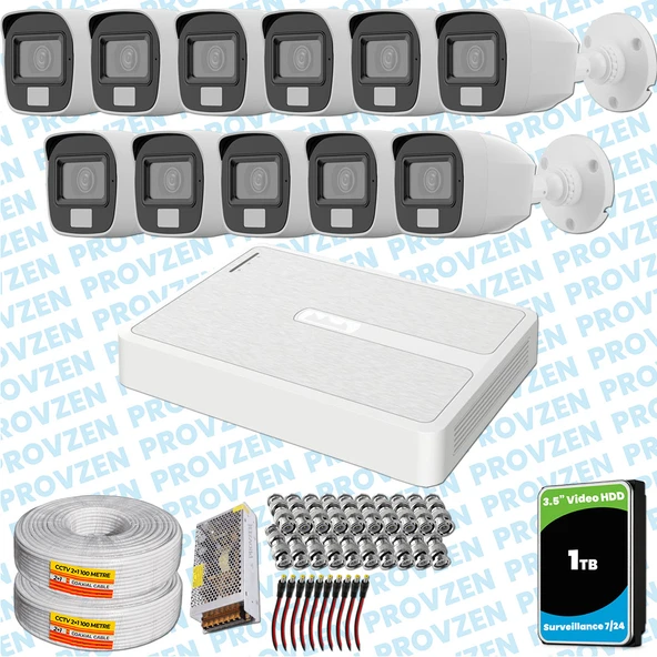 Provzen HiLook 11 Kameralı Full HD ColorVu Mikrofonlu Güvenlik Kamerası Olay Anında bildirim ürün görseli 1