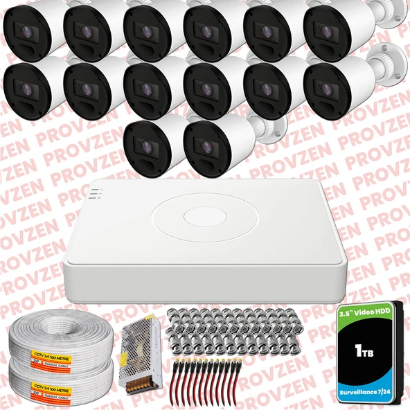 Provzen RV Hikvision 14 Kameralı Full HD 20mt Gece Görüşlü Güvenlik Kamerası Olay Anında bildirim ürün görseli 1