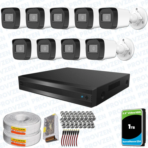 Provzen Hikvision RV 9 Kameralı Full HD Geniş Açı Güvenlik Kamerası 1TB ürün görseli 1