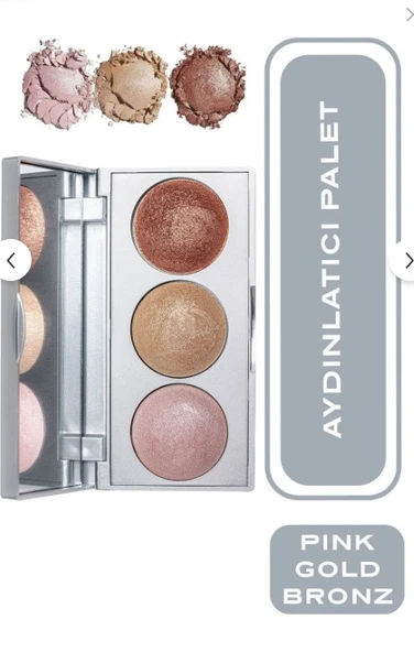 Golden Rose Strobing Highlighter Palette Üçlü Fırınlanmış Aydınlatıcı ürün görseli 1