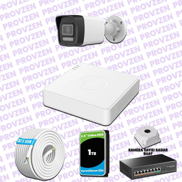 Provzen Hikvision 1 IP 4MP Hibrit ColorVu Güvenlik Kamerası Seti Olay Anında bildirim ürün görseli 1