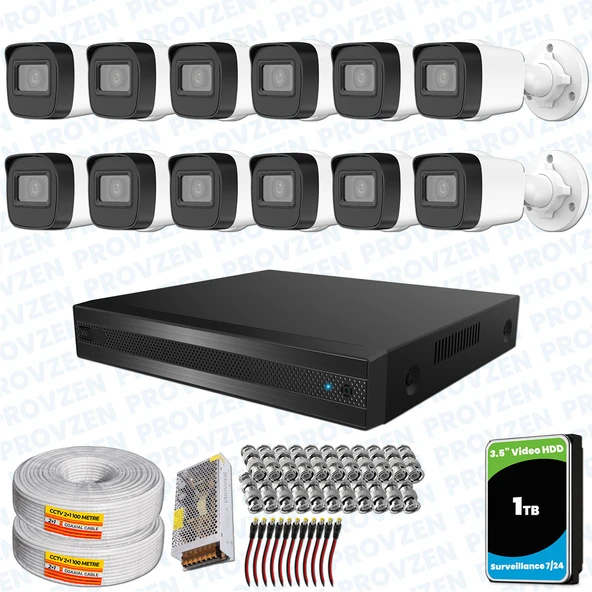 Provzen Hikvision RV 12 Kameralı Full HD Geniş Açı Güvenlik Kamerası 1TB ürün görseli 1