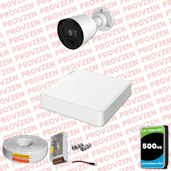 Provzen RV Hikvision 1 Kameralı Full HD 20mt Gece Görüşlü Güvenlik Kamerası Olay Anında bildirim ürün görseli 1