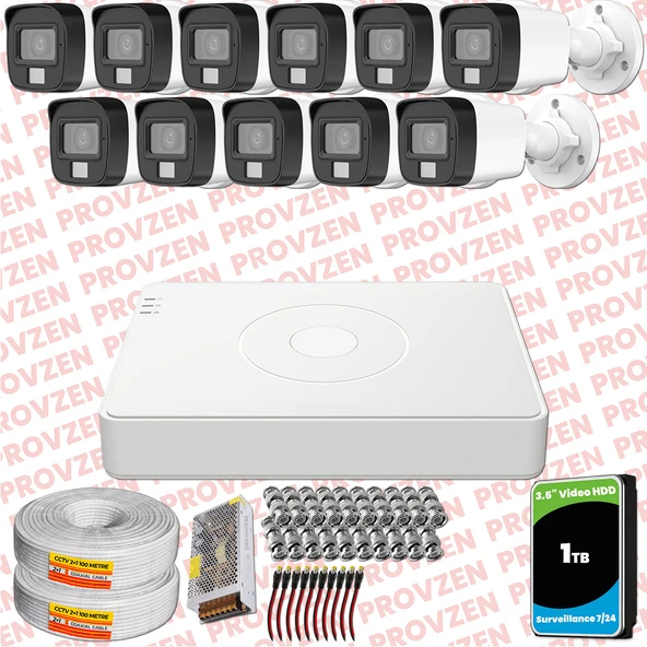 Provzen Hikvision 11 Kamera Hibrit ColorVu Full HD Güvenlik Kamera Olay Anında bildirim ürün görseli 1