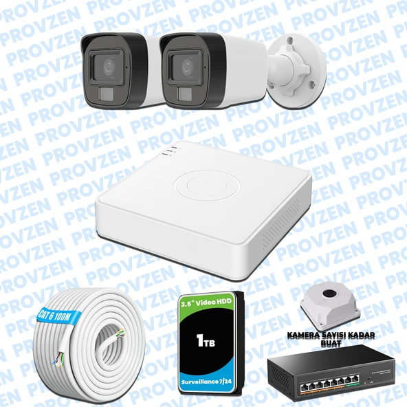 Provzen Hikvision 2’li İP 4MP Güvenlik Kamerası Seti Colorvu Mikrofonlu Olay Anında Bildirim ürün görseli 1