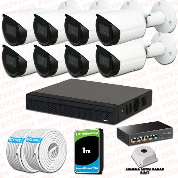 Provzen Dahua 8 Kameralı IP 1080P Gece Görüşlü Güvenlik Kamerası ürün görseli 1