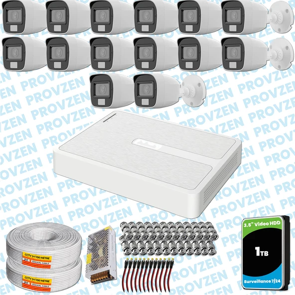 Provzen HiLook 14 Kameralı Full HD ColorVu Mikrofonlu Güvenlik Kamerası Olay Anında bildirim ürün görseli 1