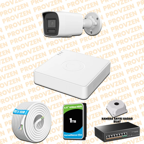 Provzen Hikvision 1 Kameralı 4MP IP Hibrit ColorVu Güvenlik Kamerası Mikrofonlu  Olay Anında bildirim ürün görseli 1