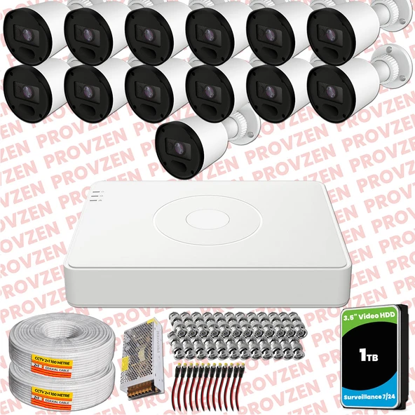 Provzen RV Hikvision 13 Kameralı Full HD 20mt Gece Görüşlü Güvenlik Kamerası Olay Anında bildirim ürün görseli 1