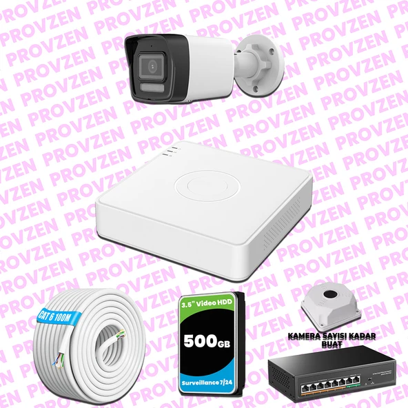 Provzen Hikvision 1 Kameralı IP 1080P ColorVu Güvenlik Kamerası Mikrofonlu Olay Anında bildirim ürün görseli 1