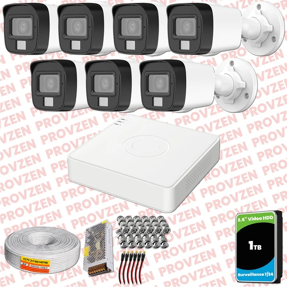Provzen Hikvision 7 Kamera Hibrit ColorVu Full HD Güvenlik Kamera Olay Anında bildirim ürün görseli 1