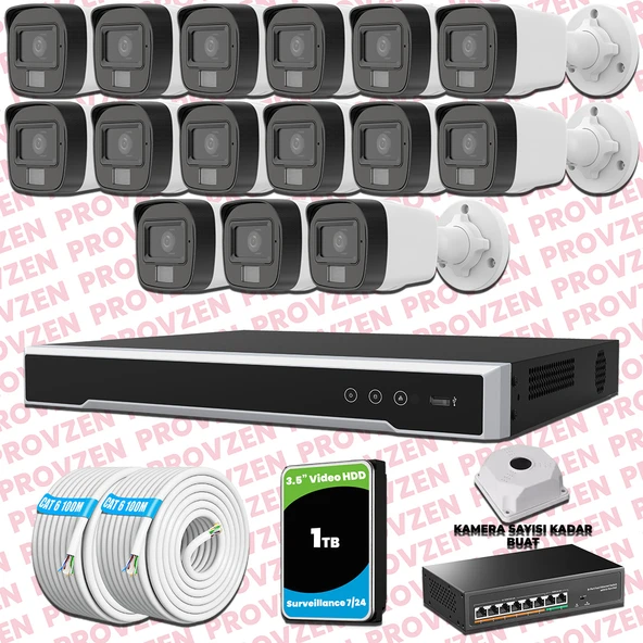 Provzen Hikvision 15 Kameralı IP Full HD Renkli Güvenlik Kamerası Mikrofonlu ürün görseli 1