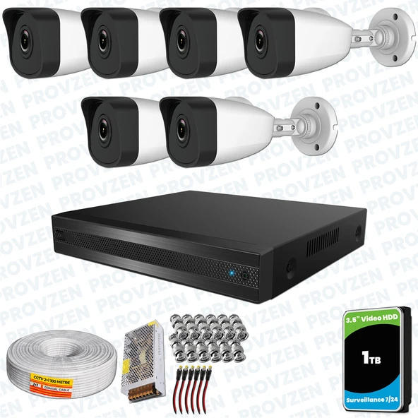 Provzen RV HiLook 6 Kameralı Full HD Geniş Açı Güvenlik Kamerası ürün görseli 1