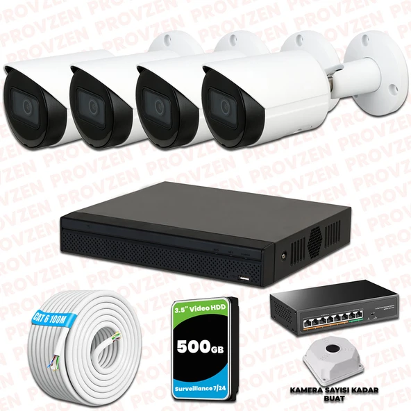 Provzen Dahua 4 Kameralı IP 1080P Gece Görüşlü Güvenlik Kamerası ürün görseli 1