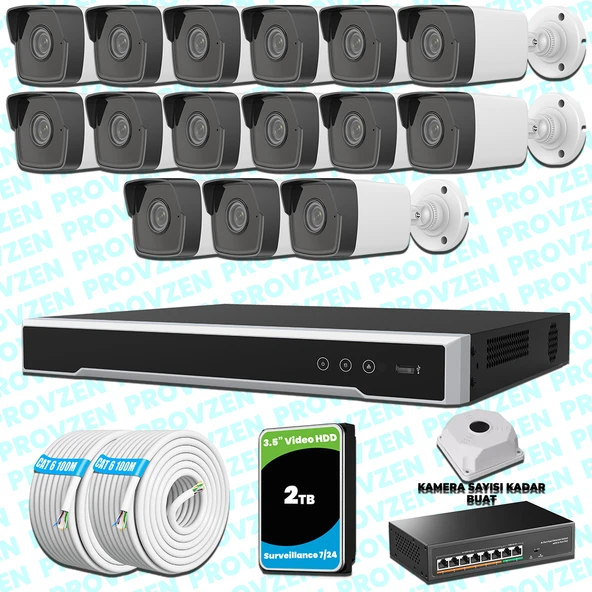Provzen Hikvision 15 IP Kameralı 4MP 1440P Mikrofonlu Güvenlik Kamerası ürün görseli 1