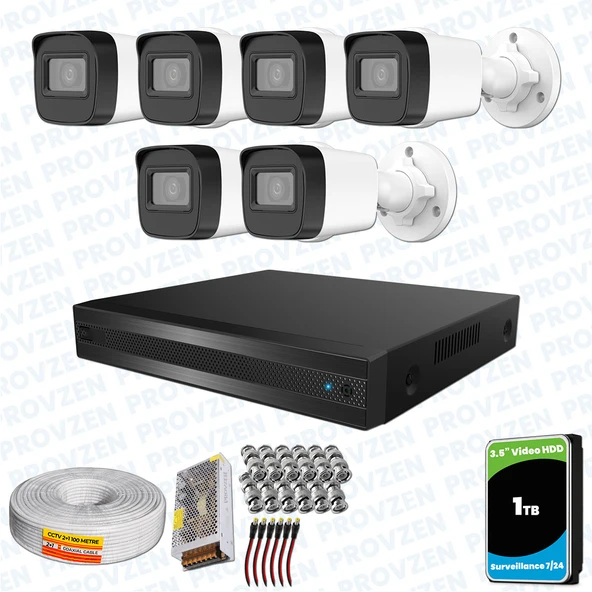 Provzen Hikvision RV 6 Kameralı Full HD Geniş Açı Güvenlik Kamerası 1TB ürün görseli 1