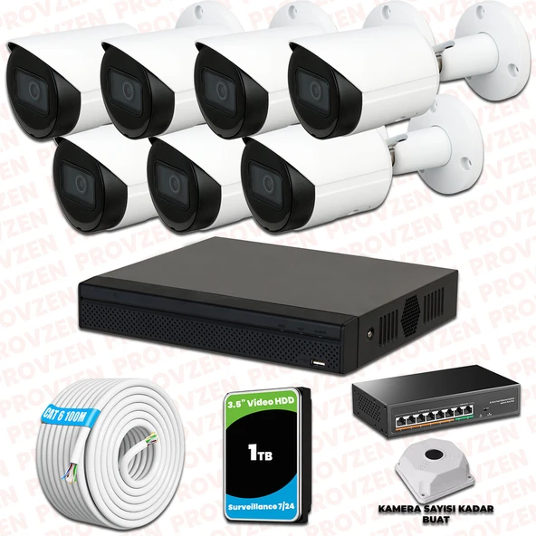 Provzen Dahua 7 Kameralı IP 1080P Gece Görüşlü Güvenlik Kamerası ürün görseli 1