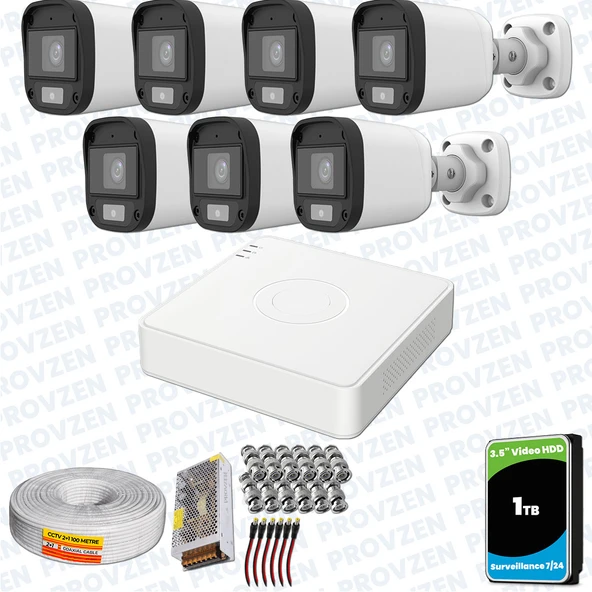 Provzen UNV Full HD 7 Kamera Renkli Gece Görüş Mikrofonlu Olay Anında bildirim ürün görseli 1