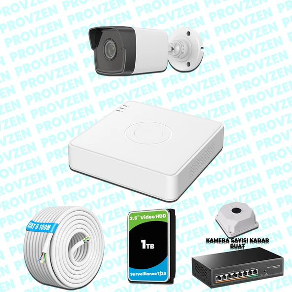 Provzen Hikvision 1 IP Kameralı 4MP 1440P Mikrofonlu Güvenlik Kamerası ürün görseli 1