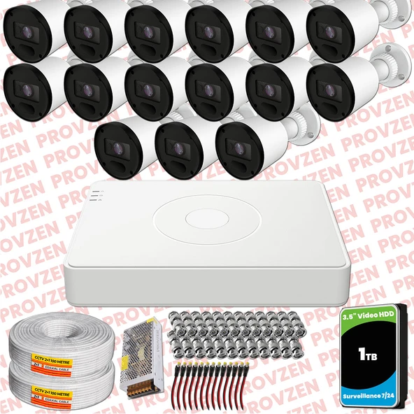 Provzen RV Hikvision 15 Kameralı Full HD 20mt Gece Görüşlü Güvenlik Kamerası Olay Anında bildirim ürün görseli 1