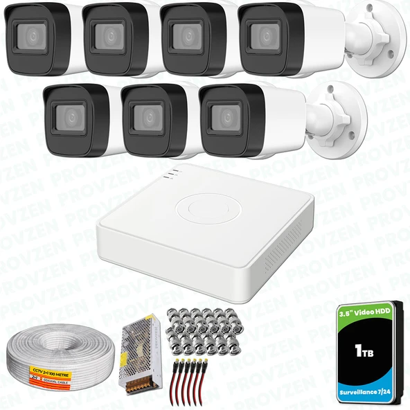 Provzen Hikvision 7 Kameralı Full HD Geniş Açı Güvenlik Kamerası 1TB Olay Anında bildirim ürün görseli 1