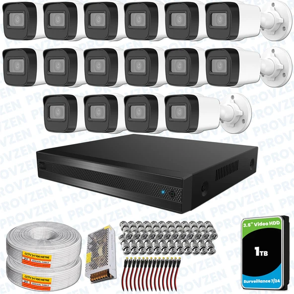 Provzen Hikvision RV 16 Kameralı Full HD Geniş Açı Güvenlik Kamerası 1TB ürün görseli 1