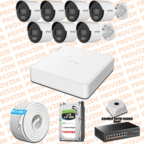Provzen Hikvision 7 IP 4MP ColorVu Mikrofonlu Güvenlik Kamerası Olay Anında bildirim ürün görseli 1