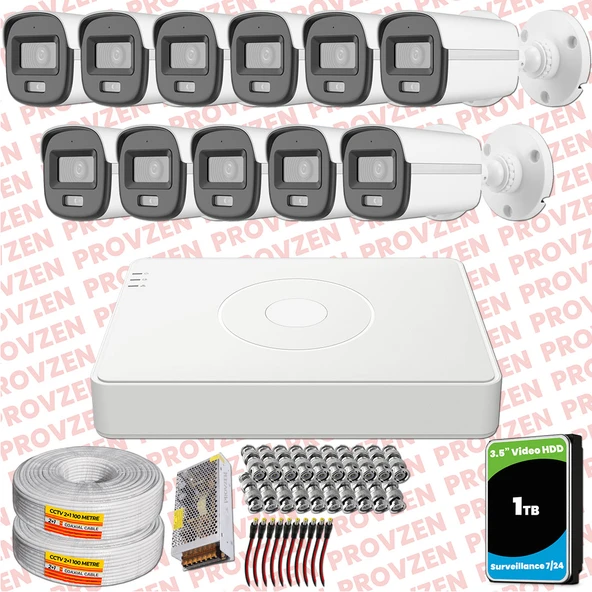 Provzen Hikvision ColorVu Full HD 11 Kameralı Gece Renkli Güvenlik Kamerası Olay Anında bildirim ürün görseli 1