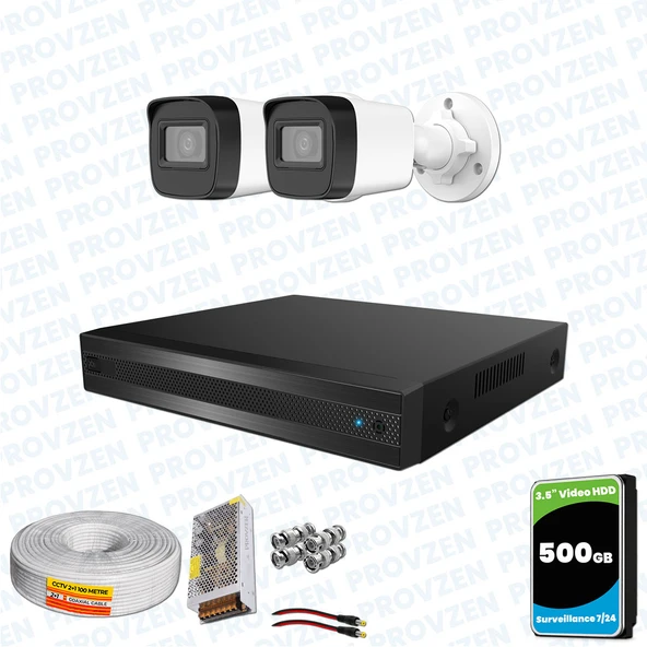 Provzen Hikvision RV 2 Kameralı Full HD Geniş Açı Güvenlik Kamerası 500GB ürün görseli 1