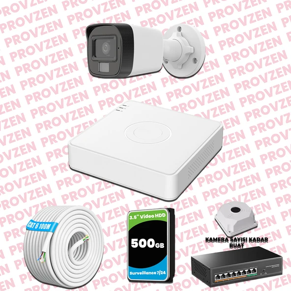 Provzen Hikvision 1 Kameralı IP Full HD Renkli Güvenlik Kamerası Mikrofonlu ürün görseli 1