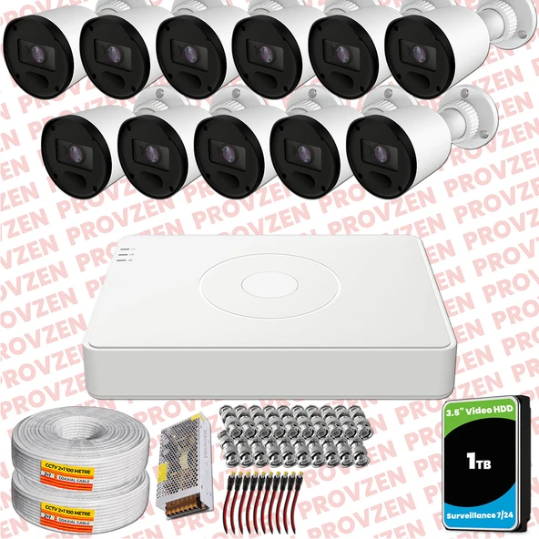 Provzen RV Hikvision 11 Kameralı Full HD 20mt Gece Görüşlü Güvenlik Kamerası Olay Anında bildirim ürün görseli 1