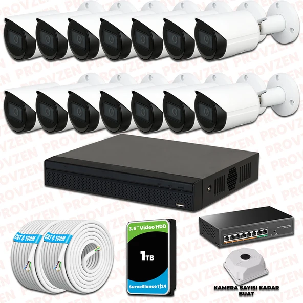 Provzen Dahua 14 Kameralı IP 1080P Gece Görüşlü Güvenlik Kamerası ürün görseli 1