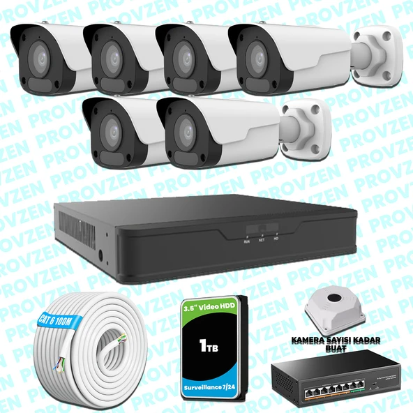Provzen UNV 5 Kameralı IP Full HD Güvenlik Kamerası Seti ürün görseli 1