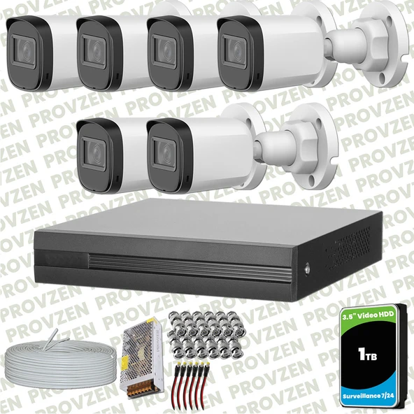 Provzen Dahua Full HD 6 Kameralı Güvenlik Kamerası + 1TB HDD ürün görseli 1