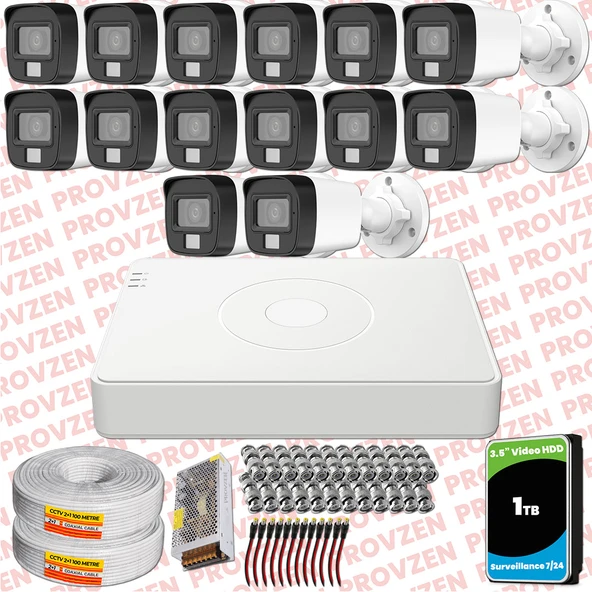 Provzen Hikvision 14 Kamera Hibrit ColorVu Full HD Güvenlik Kamera Olay Anında bildirim ürün görseli 1