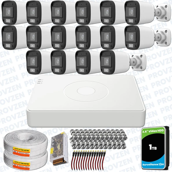 Provzen UNV Full HD 16 Kamera Renkli Gece Görüş Mikrofonlu Olay Anında bildirim ürün görseli 1