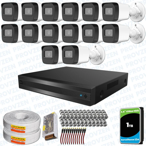 Provzen Hikvision RV 14 Kameralı Full HD Geniş Açı Güvenlik Kamerası 1TB ürün görseli 1