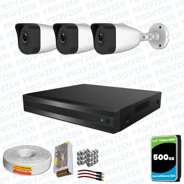 Provzen RV HiLook 3 Kameralı Full HD Geniş Açı Güvenlik Kamerası ürün görseli 1