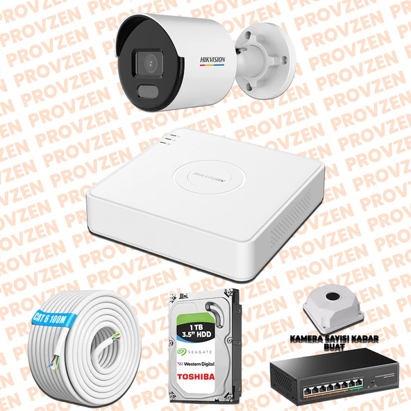 Provzen Hikvision 1 IP 4MP ColorVu Mikrofonlu Güvenlik Kamerası Olay Anında bildirim ürün görseli 1