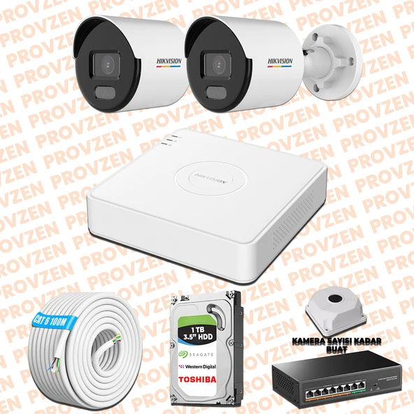 Provzen Hikvision 2 IP 4MP ColorVu Mikrofonlu Güvenlik Kamerası Olay Anında bildirim ürün görseli 1