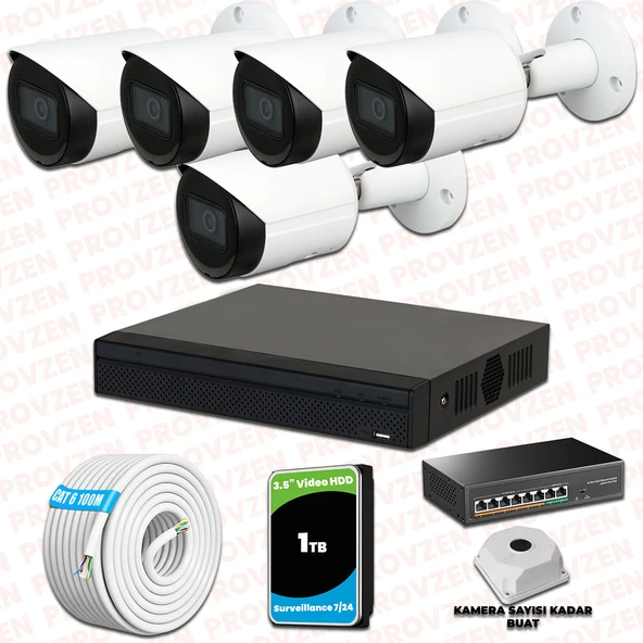 Provzen Dahua 5 Kameralı IP 1080P Gece Görüşlü Güvenlik Kamerası ürün görseli 1