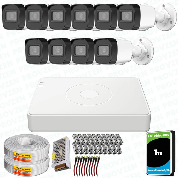 Provzen Hikvision 11 Kameralı Full HD Geniş Açı Güvenlik Kamerası 1TB Olay Anında bildirim ürün görseli 1