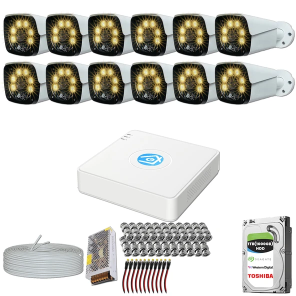 Provzen 12 Kameralı 5MP Lensli 1080P FullHD Gece Görüş Renkli Set ürün görseli 1