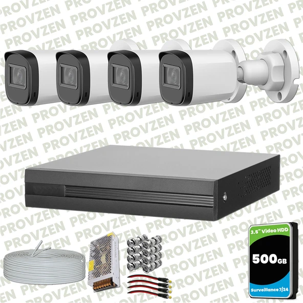 Provzen Dahua Full HD 4 Kameralı Güvenlik Kamerası + 500GB HDD ürün görseli 1