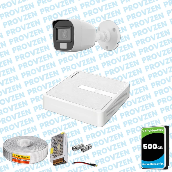 Provzen HiLook 1 Kameralı Full HD ColorVu Mikrofonlu Güvenlik Kamerası Olay Anında bildirim ürün görseli 1