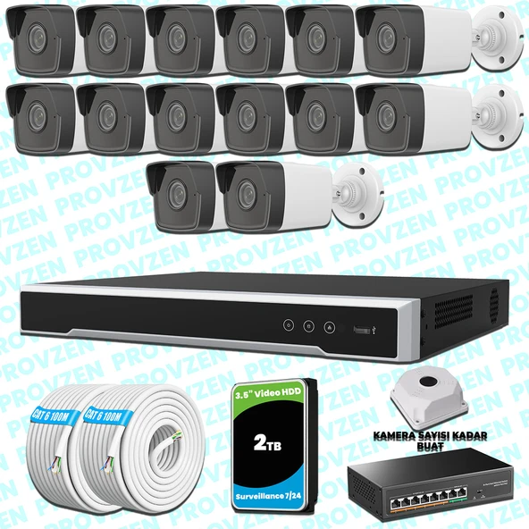 Provzen Hikvision 14 IP Kameralı 4MP 1440P Mikrofonlu Güvenlik Kamerası ürün görseli 1