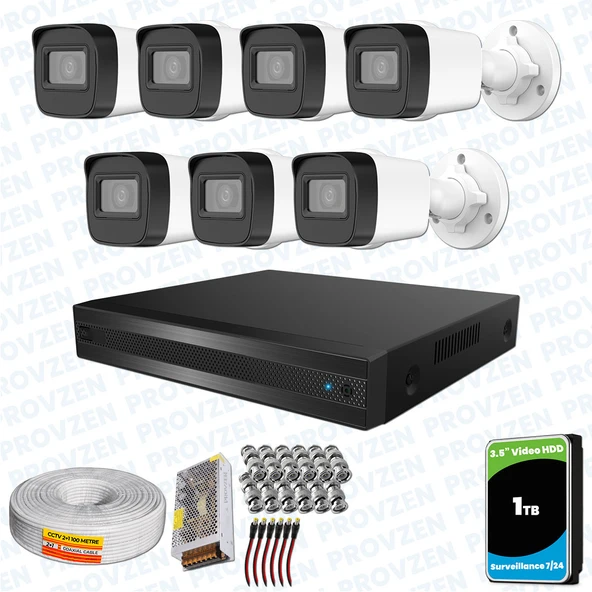 Provzen Hikvision RV 7 Kameralı Full HD Geniş Açı Güvenlik Kamerası 1TB ürün görseli 1